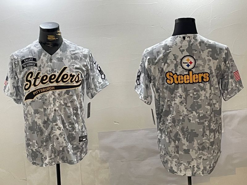 Men Pittsburgh Steelers Blank Nike Arctic Camo 2024 Salute to Service Limited NFL Jersey style 2